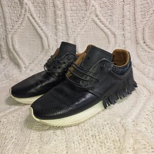 ESSE ut ESSE Fringe Sneakers Black Pebbled Leather Women EU 38 Excellent
